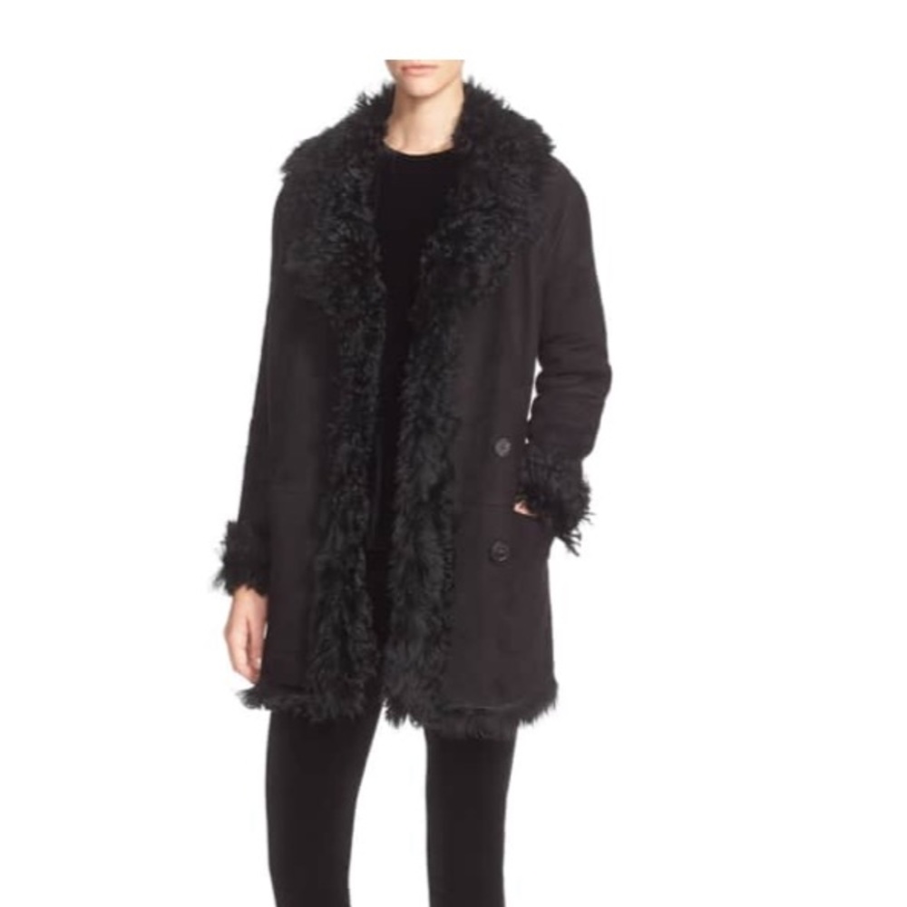 NWT Theory Abrienda Black Women’s Shearling Coat